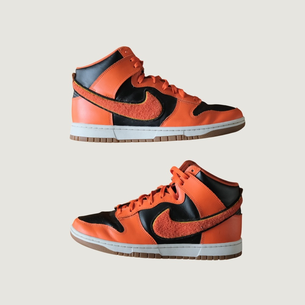 Nike Dunk High Orange Chenille Swoosh Streetwear Leather 10.5 DR8805-002
